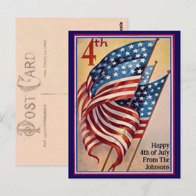 Individuelle Name Vintag Amerikanische Unabhängigk Postkarte (Vorne/Hinten)