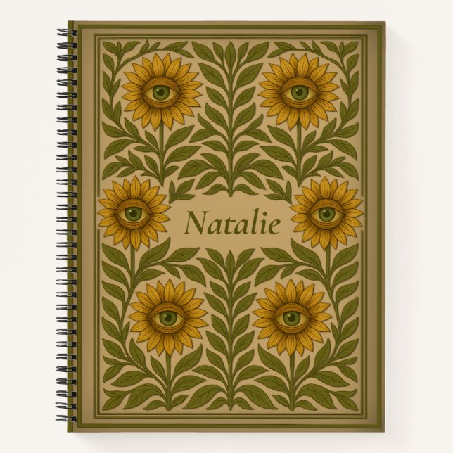 Individuelle Name Vintag Augapfel Blumenpapier Notizbuch (Vorderseite)