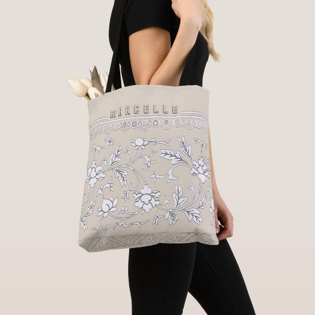 Individuelle Name Vintag Floral Chinoiserie Tasche (Von Nahem)
