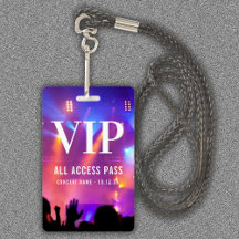Individuelle Name VIP All Access Pass Konzert