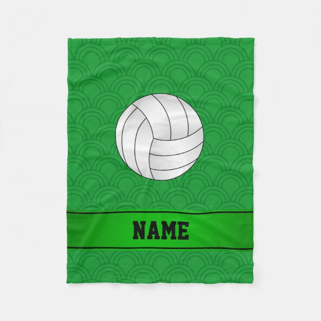 Individuelle Name Volleyball Grüne Halbkreise Fleecedecke (Vorderseite)