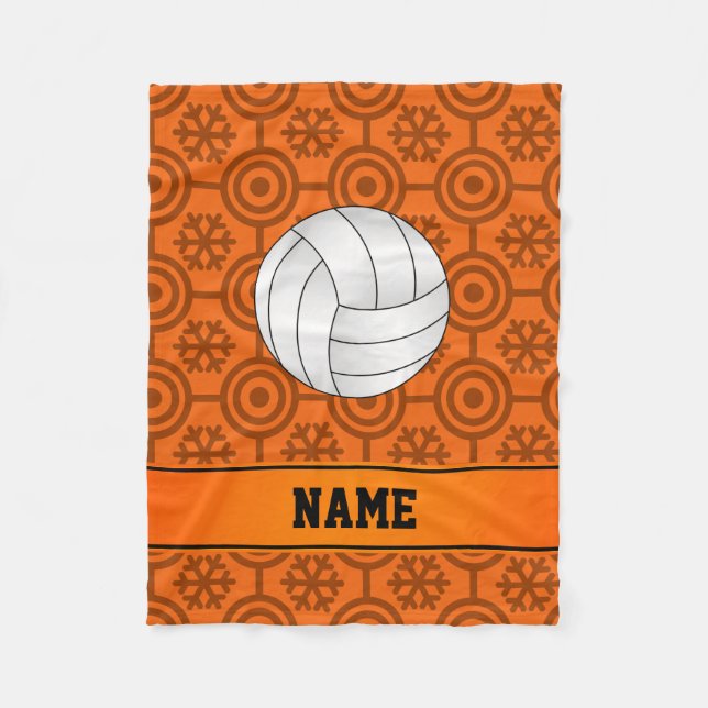 Individuelle Name-Volleyball-Schneeflocken Fleecedecke (Vorderseite)