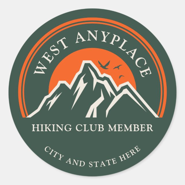 Individuelle Name von Hiking Club-Logos Runder Aufkleber (Vorderseite)