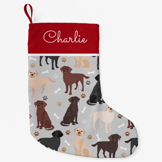 Individuelle Name von Labrador Retriever Paws and  Kleiner Weihnachtsstrumpf (Vorderseite)