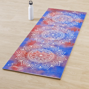 Individuelle Name Wasserfarbe Mandala Übung Yoga Yogamatte
