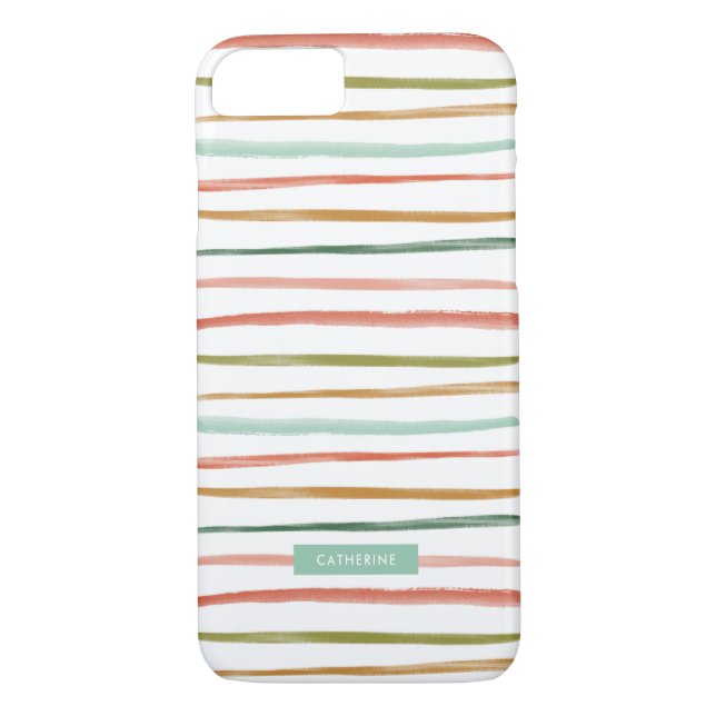 Individuelle Name Wasserfarben Streifen Case-Mate iPhone Hülle (Rückseite)