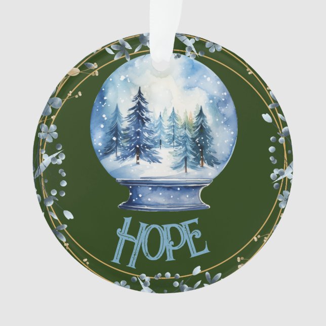 Individuelle Name Wasserfarbener Winterwald Schnee Ornament (Vorderseite)