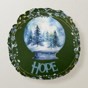 Individuelle Name Wasserfarbener Winterwald Schnee Rundes Kissen