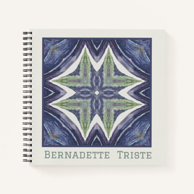 Individuelle Name Wasserfarbenes Abstraktes geomet Notizbuch (Vorderseite)