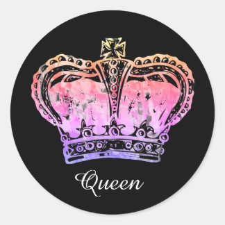 Individuelle Name Watercolor Art Royal Crown King  Runder Aufkleber