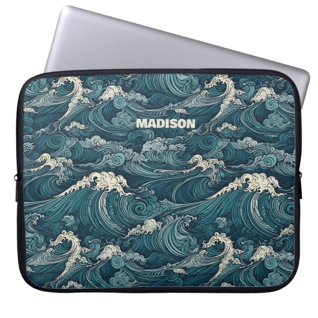 Individuelle Name Waves Muster Laptopschutzhülle (Vorderseite)