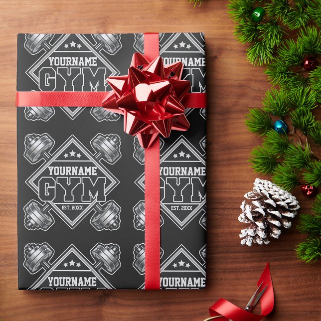 Individuelle Name Weightlift Zuhause Crossfit Gym Geschenkpapier (Von Creator hochgeladen)