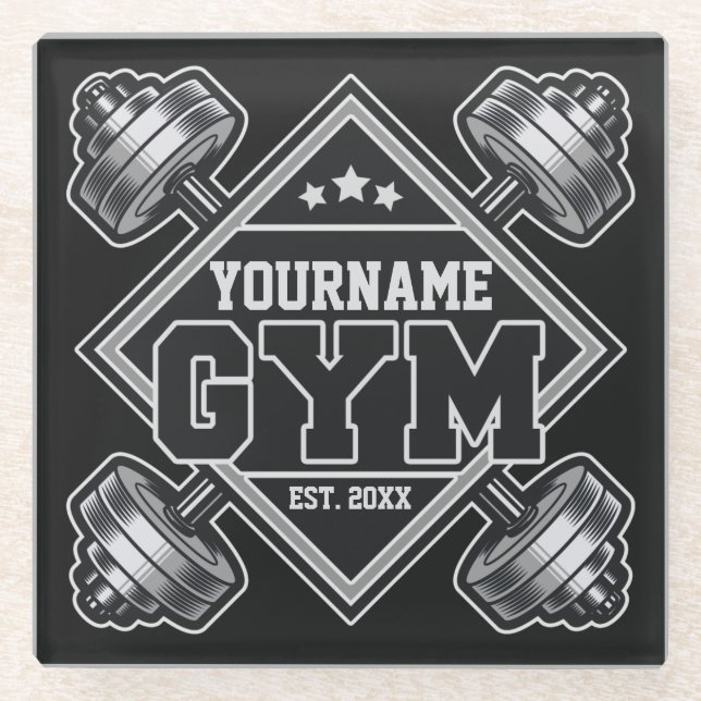 Individuelle Name Weightlift Zuhause Crossfit Gym Glasuntersetzer (Vorderseite)