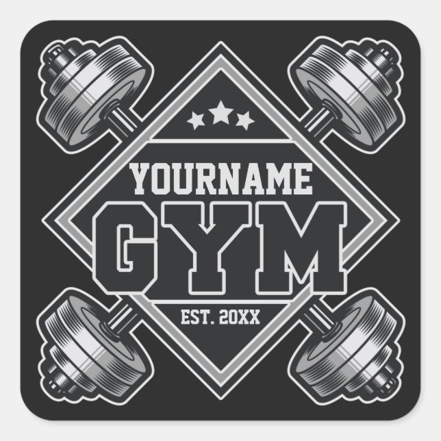 Individuelle Name Weightlift Zuhause Crossfit Gym Quadratischer Aufkleber (Vorderseite)