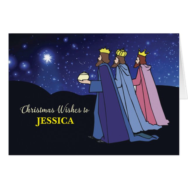 Individuelle Name Weihnachten wünscht drei Könige  (Vorderseite (Horizontal))