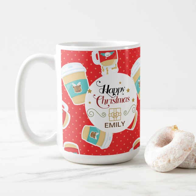 Individuelle Name Weihnachtsgeschenk Tasse (Mit Donut)