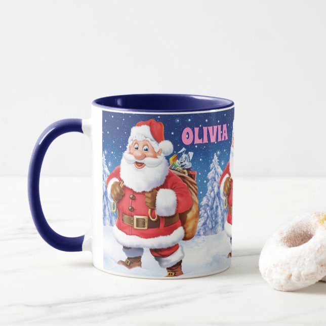 individuelle Name Weihnachtskaffee Tasse, Jolly Sa Tasse (Mit Donut)