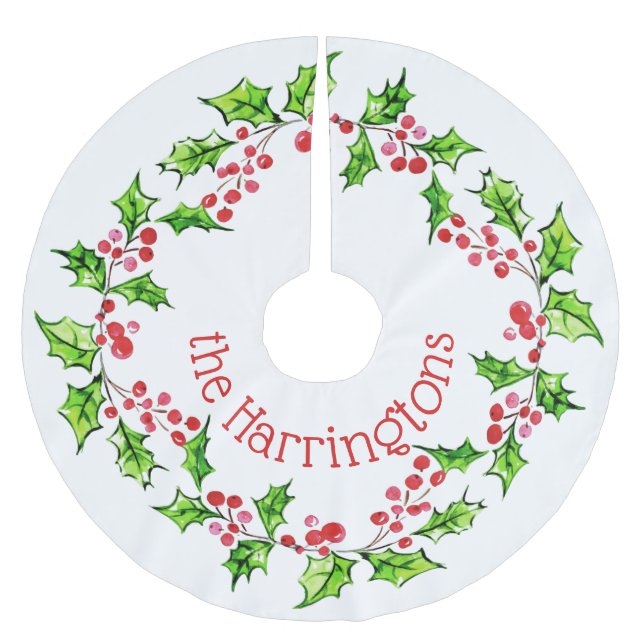 Individuelle Name Weihnachtskranz Polyester Weihnachtsbaumdecke (Vorderseite)