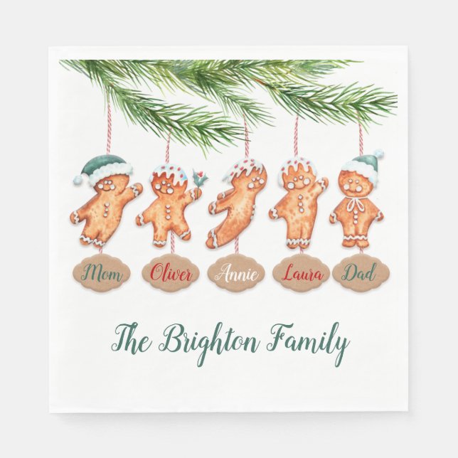 Individuelle Name Weihnachtskunst Gingerbrei Serviette (Vorderseite)