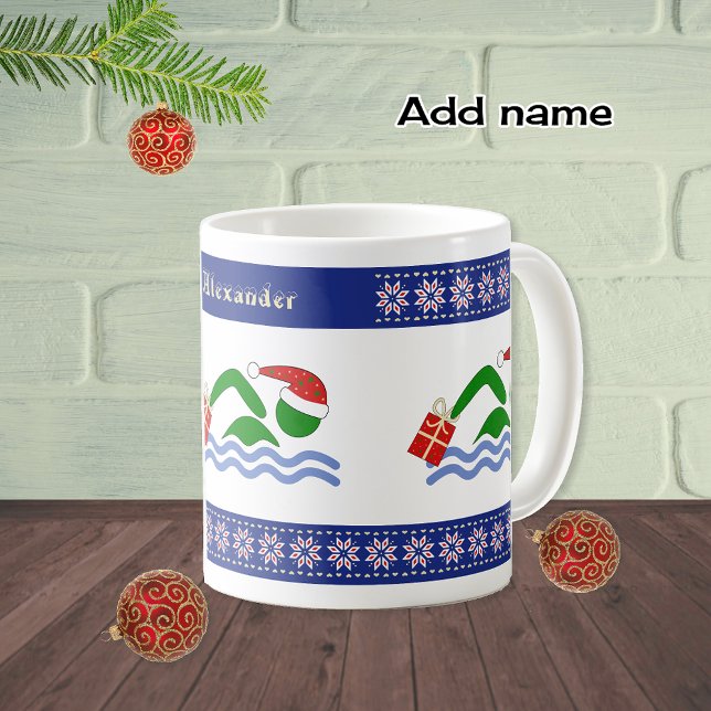 Individuelle Name-Weihnachtsschwimmer Kaffeetasse (Von Creator hochgeladen)