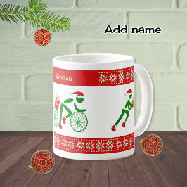 Individuelle Name-Weihnachtstriathleten Kaffeetasse