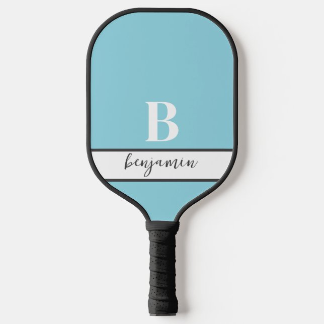Individuelle Name Weißes Monogramm-Graupaddel Pickleball Schläger (Vorderseite)