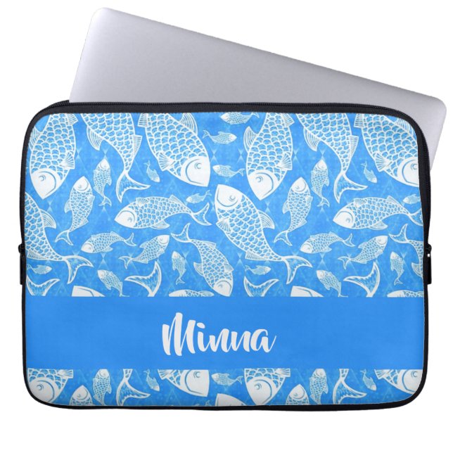 Individuelle Name Weißfisch Laptopschutzhülle (Vorderseite)