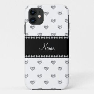 Individuelle Name Weißherz Diamanten schwarzer Str Case-Mate iPhone Hülle