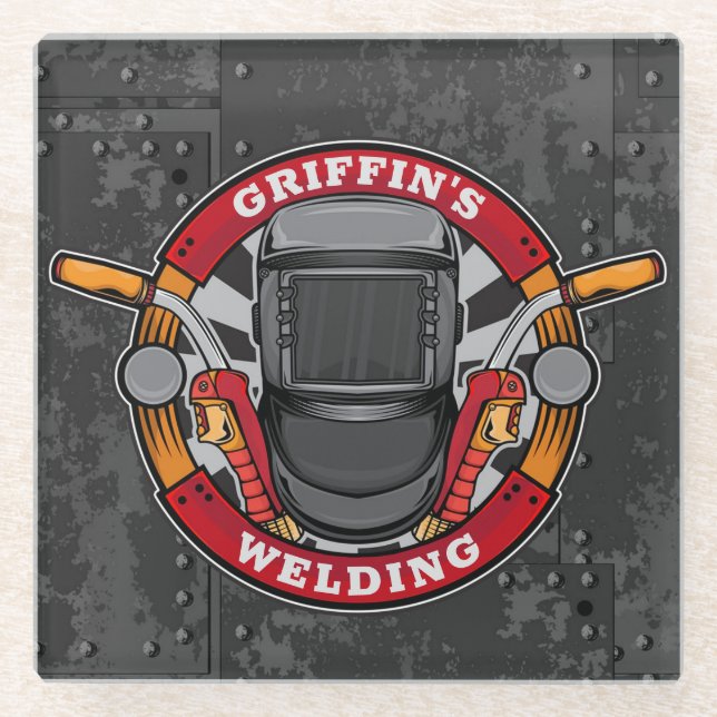 Individuelle Name Welder Metal Fabricator Welding  Glasuntersetzer (Vorderseite)