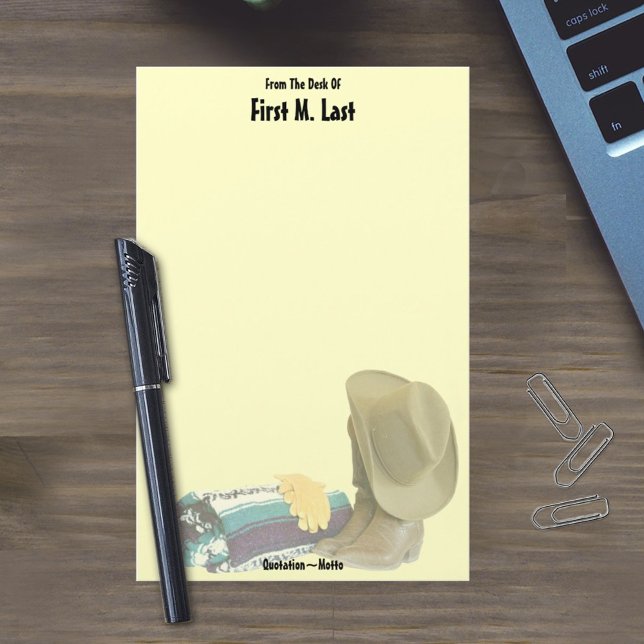 Individuelle Name Western Cowboy Hat Boot Blanket  Briefpapier (Von Creator hochgeladen)