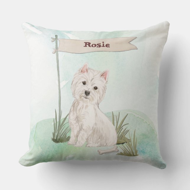 Individuelle Name Westie Pet Dog Kissen (Vorderseite)