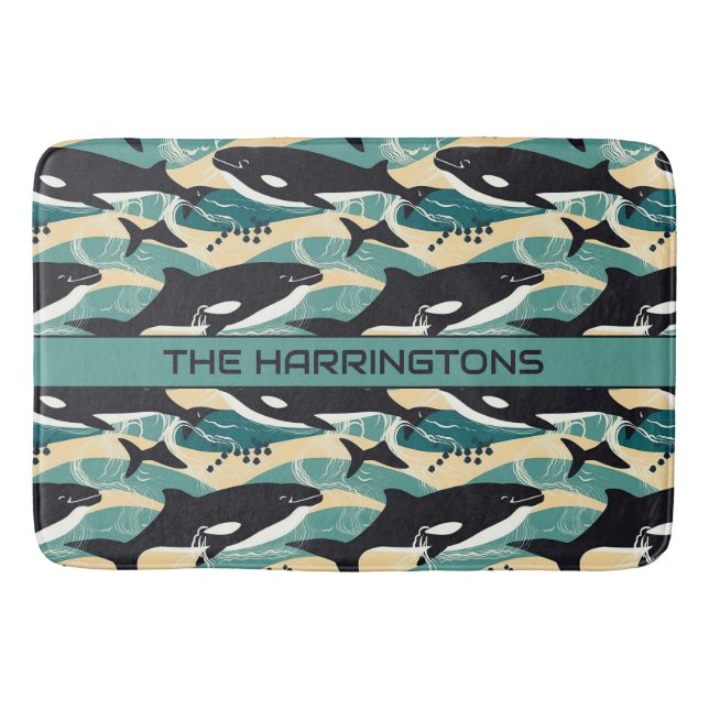 Individuelle Name Whales Pattern Badematte (Vorderseite)