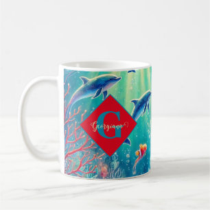 Individuelle Name Whimsical Floral Korallenriff Po Kaffeetasse