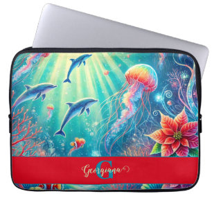 Individuelle Name Whimsical Floral Korallenriff Po Laptopschutzhülle