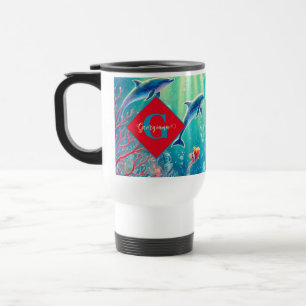 Individuelle Name Whimsical Floral Korallenriff Po Reisebecher