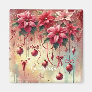 Individuelle Name Whimsical Poinsettia Christmas B Magnet