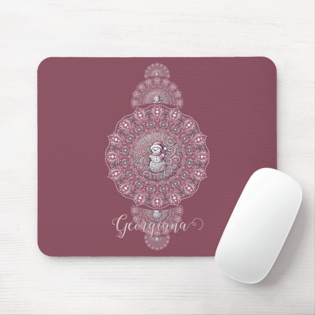Individuelle Name Whimsical Snowman Ornamental Man Mousepad (Mit Mouse)