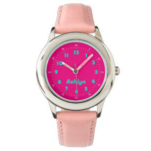 Individuelle Name Whipsy Hot Pink Kinder Zeit Lehr Armbanduhr