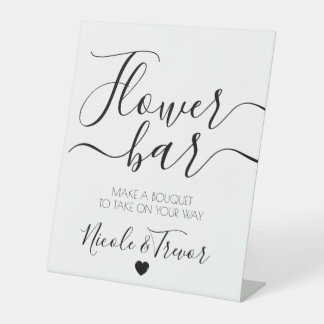Individuelle Name White Calligraphy Blume Bar Sockelschild