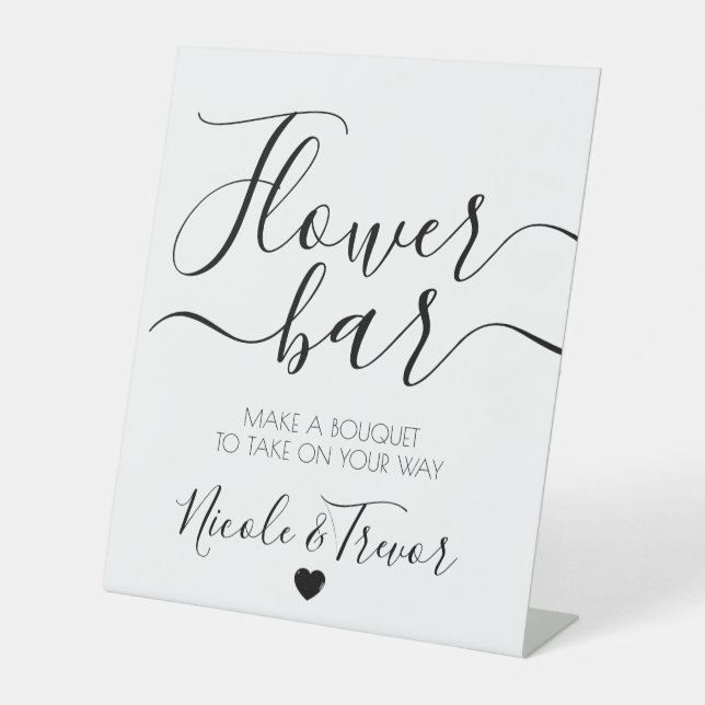Individuelle Name White Calligraphy Blume Bar Sockelschild (Vorderseite)