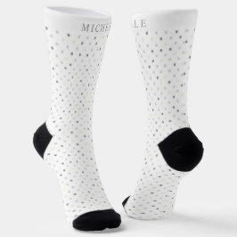 Individuelle Name White Light Dunkel Gray Polka Do Socken