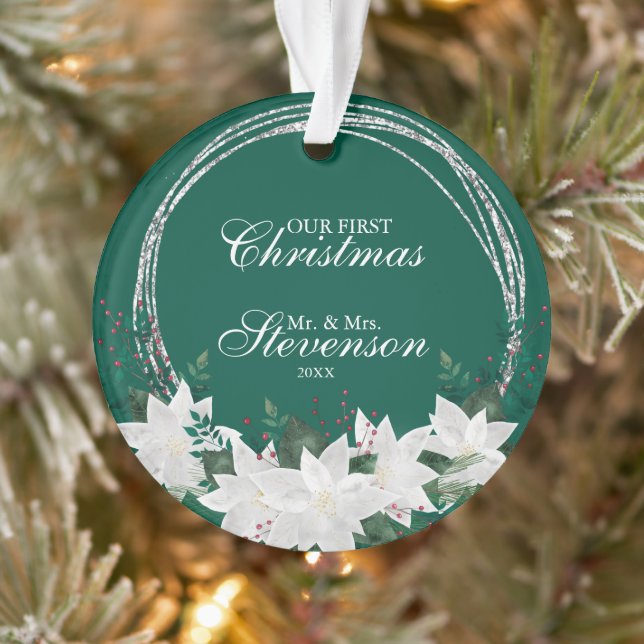 Individuelle Name White Poinsettia Blumenkohl Ornament (Baum)