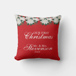 Individuelle Name White Poinsettia Floral Kissen