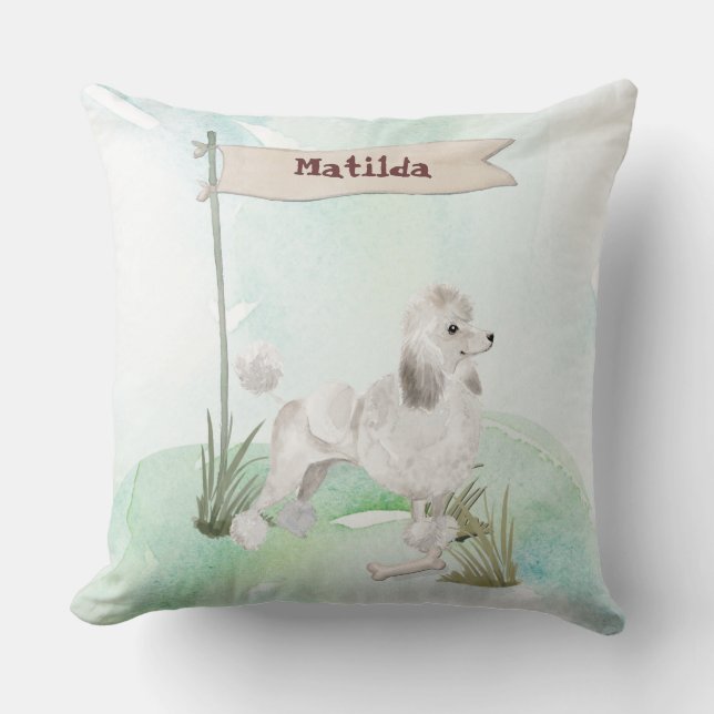 Individuelle Name White Poodle Pet Hund Kissen (Vorderseite)