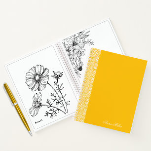 Individuelle Name White Vektor Pattern Gold Notebo Notizbuch