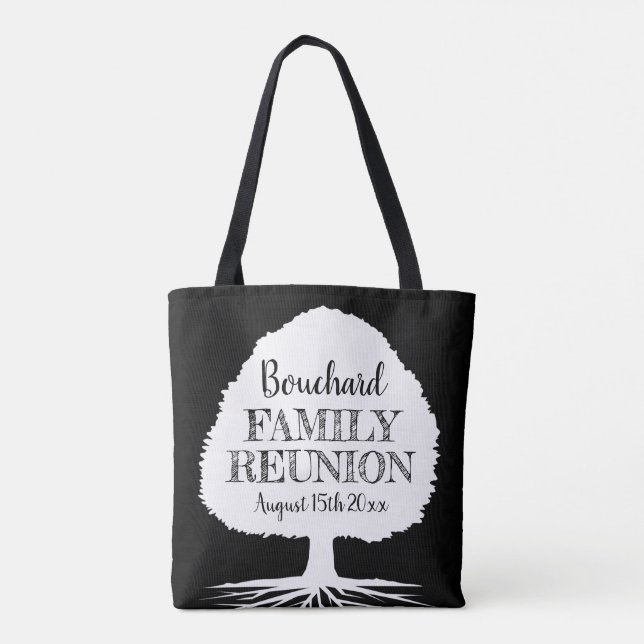 Individuelle Name Wiedersehen Baum Silhouette Tasche (Rückseite)