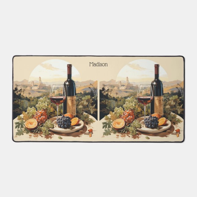 Individuelle Name Wine Lover Schreibtischunterlage (Vorderseite)