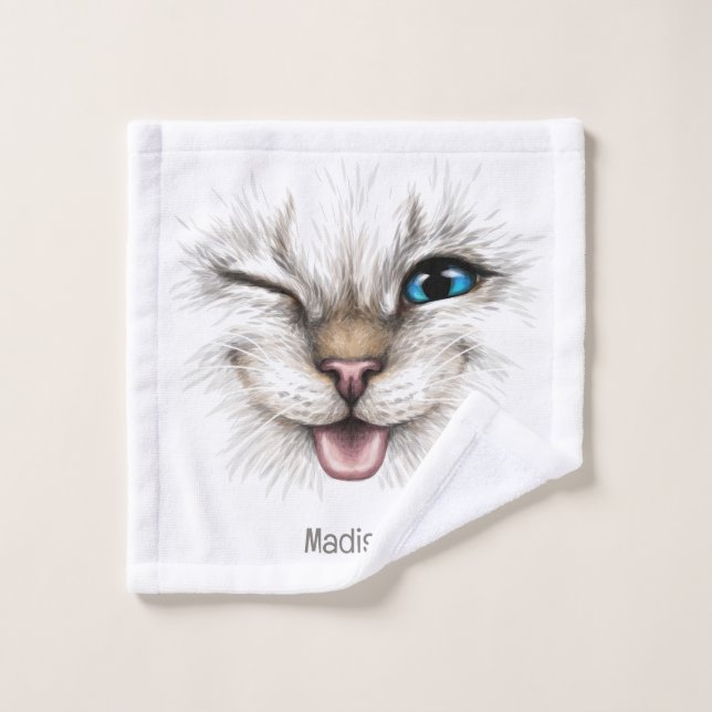 Individuelle Name Winking Cat Waschlappen (Waschlappen)