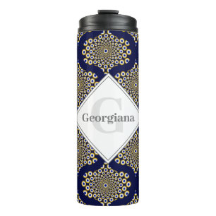 Individuelle Name Wir beobachten Sie Navy & Gold R Thermosbecher