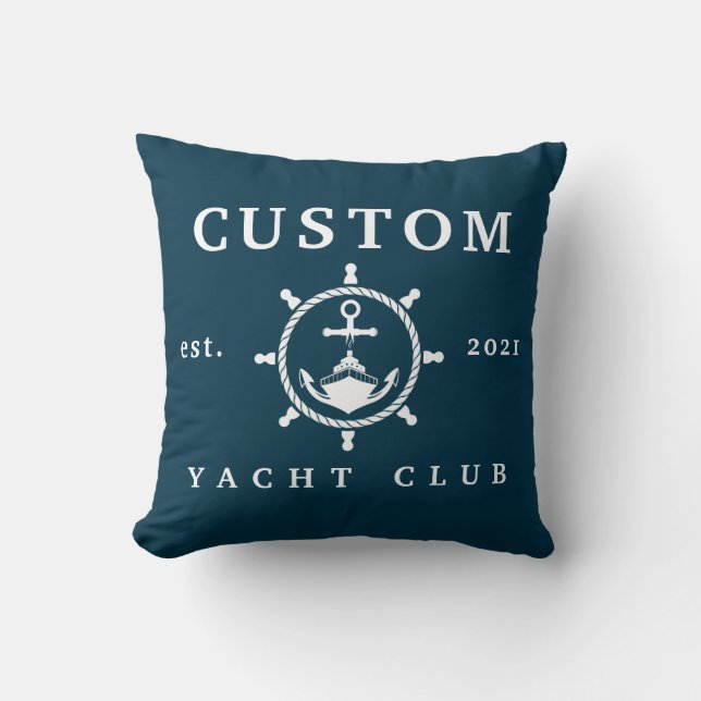 Individuelle Name Yacht Club Kissen, maßgeschneide Kissen (Vorderseite)